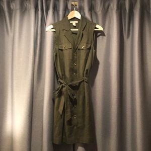 Banana Republic • Army green linen • shift dress 8